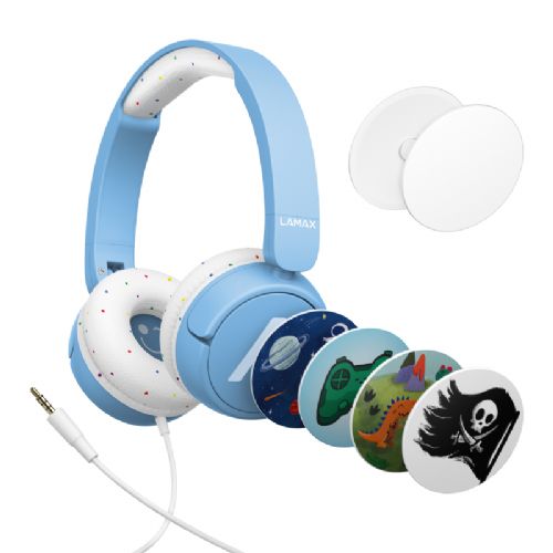 Otroške slušalke LAMAX SoundKid1, 85/94 dB, 40 mm gonilniki, SafeSound2.0, mikrofon, 3,5 mm priklop, modre