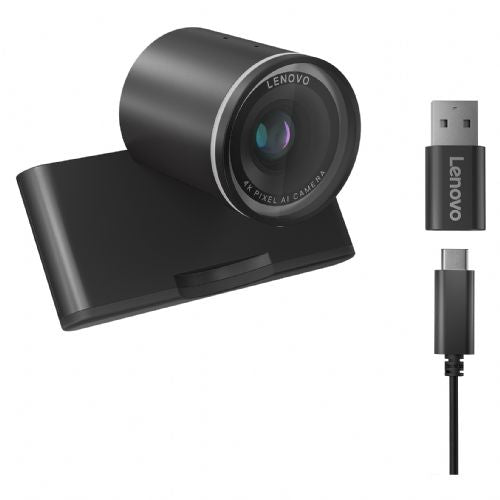 Spletna kamera LENOVO 4K Pro, nastavljivo vidno polje 4K, smerni mikrofon 90/78/65, samodejno ostrenje, HDR, umetna inteligenca, kadriranje/obraz, snemljiv kabel USB-C/A 1,5 m