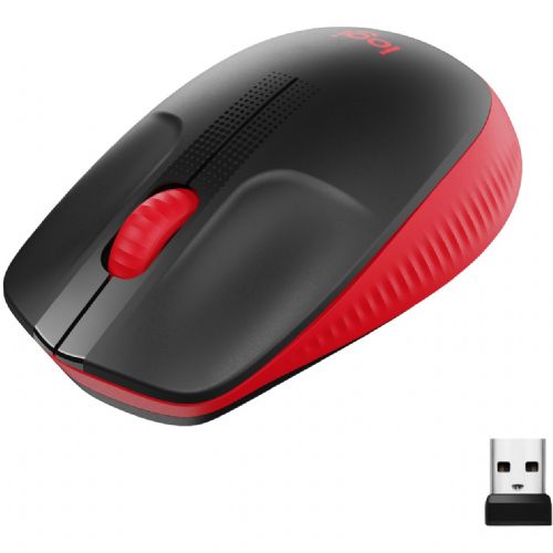 Miška Logitech M190, brezžična, optična, rdeča