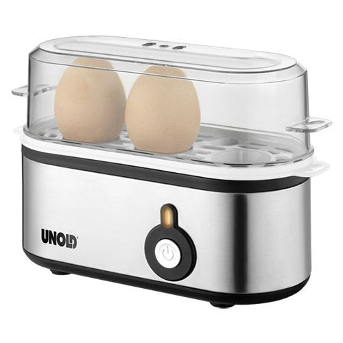 Mini kuhalnik jajc Unold, 210W, za 3 jajca, nerjaveče jeklo/črna