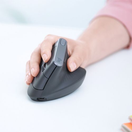 Miška Logitech MX Vertical (črna/srebrna, 2,4 GHz Unifying, Bluetooth, združljiva z računalnikom PC/Mac/iPadOS)