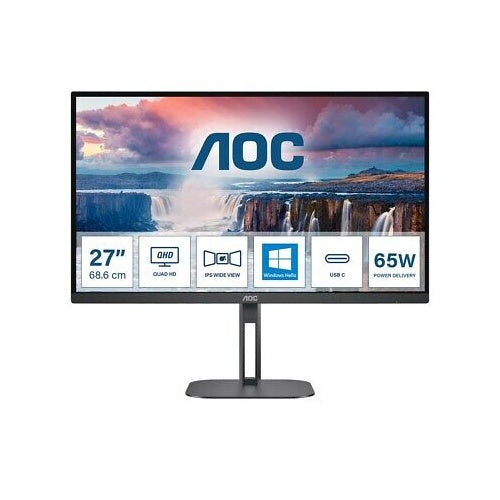Monitor AOC Q27V5N/BK 68,6 cm (27-palčni), QHD, VA, 2560 x 1440, 16:9, 300 cd/m²,  HDMI, DisplayPort, Free-Sync, Pivot, HDR