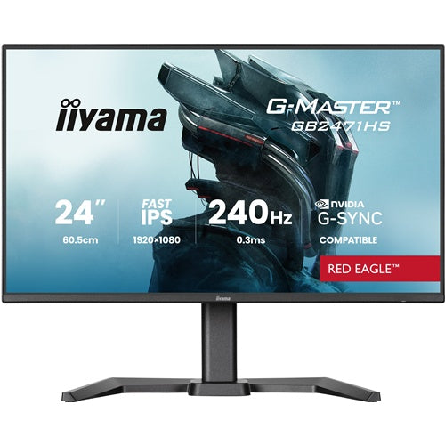 Iiyama G-Master GB2471HS-B1 Red Eagle monitor (60,5 cm (23,8"), crni (mat), FullHD, Fast-IPS, HDMI, DP, G-Sync prijenosno računalo, 240Hz panel)