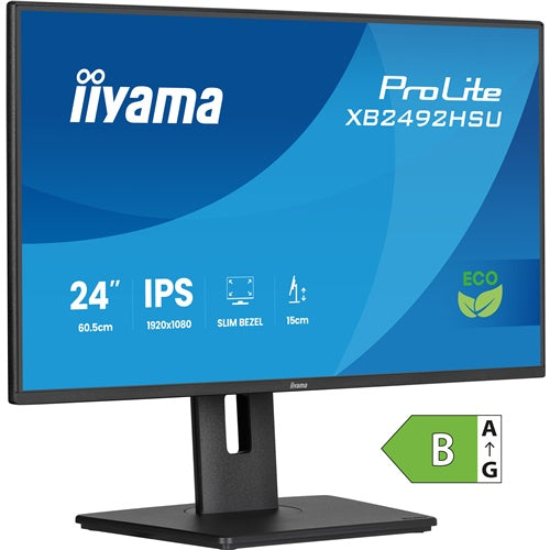 Monitor Iiyama Prolite XB2492HSU-B1 (60,5 cm (24"), FullHD, IPS, HDMI, DP, USB vozlišče, nastavljivo stojalo, 120Hz plošča, črna)