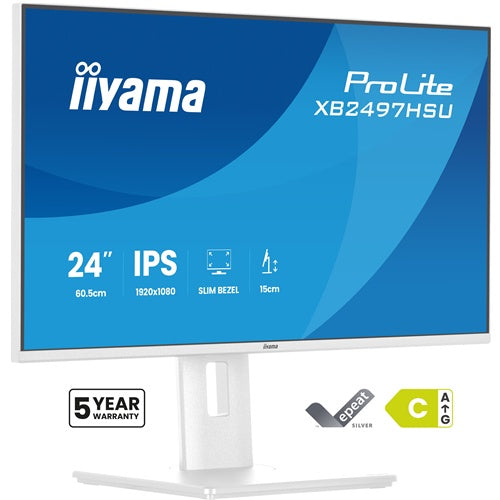 Monitor Iiyama ProLite XB2497HSU-W1 23,8" IPS, FullHD, 120Hz, višinsko nastavljiv, USB vozlišče, bel
