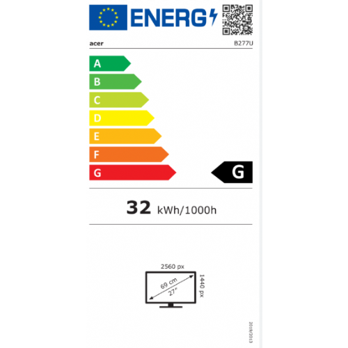 Monitor Acer Vero B277U, 68,6 cm/27", (2560x1440) QHD IPS 4ms HDMI DP USB Pivot črna
