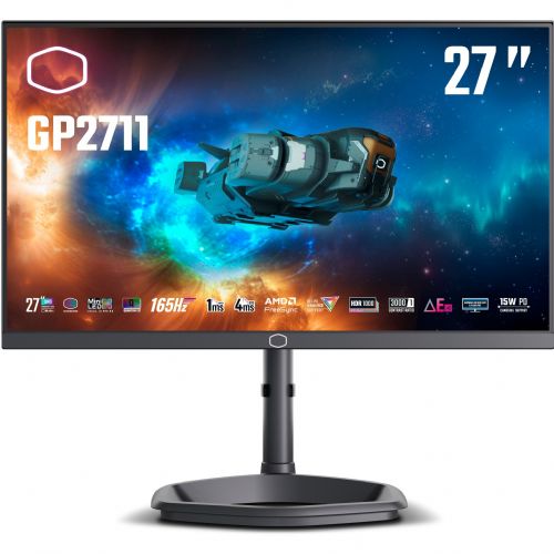 Monitor Cool Master Tempest GP2711, 68,5cm (27"),2560x1440,16:9,VA,600cd/m2,165Hz,1ms,USB-C(15W),črna