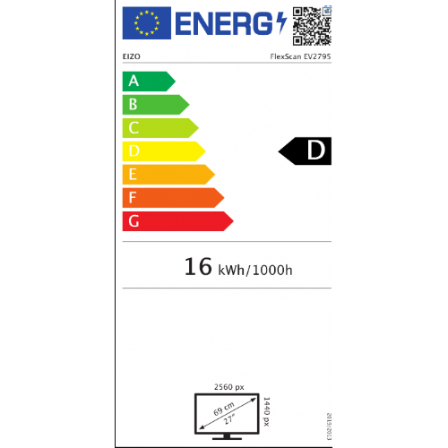 Monitor Eizo EV2795-BK, 68,58 cm (27"), 2560x1440 WQHD, IPS, 5ms, HDMI, DP, USB-C, RJ-45, črn (EV2795-BK) 11674341