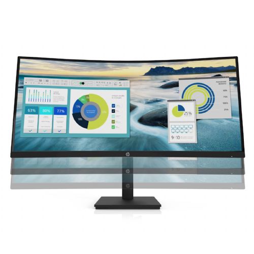 Monitor HP P34hc G4, ukrivljen, 86,36 cm (34''), 3440 x 1440 ( UWQHD), VA, 250cd/m2, 21:9, HDMI, USB-C 65W, siva (21Y56AA)
