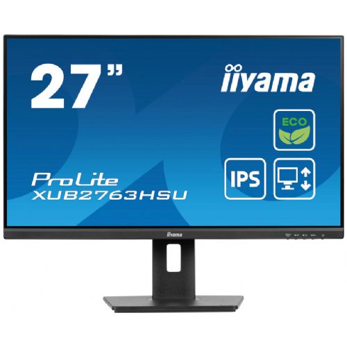 Monitor Iiyama Prolite XUB2763HSU-B1 68,58 cm (27"), 1920x1080 (FHD), 16:9 FHD IPS 100Hz 3ms HDMI DP USB LS Pivot VESA Črna