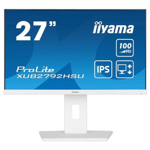 Monitor Iiyama Prolite XUB2792HSU-W6 68,58 cm (27"), 1920x1080 (FHD), IPS, 250cd/m2, 16:9, 100Hz 0,4ms HDMI DP USB LS Pivot Vesa, bela