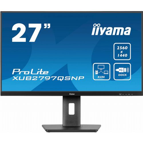 Monitor Iiyama ProLite XUB2797QSNP-B1 27" WQHD IPS, 100 Hz, USB-C priklopna postaja, KVM stikalo, RJ45