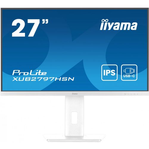 Monitor Iiyama XUB2797HSN-W2 68,6 cm (27"), 16 9 HDMI+DP+USB-C 65W, TFT, RJ-45, 100 Hz, bela