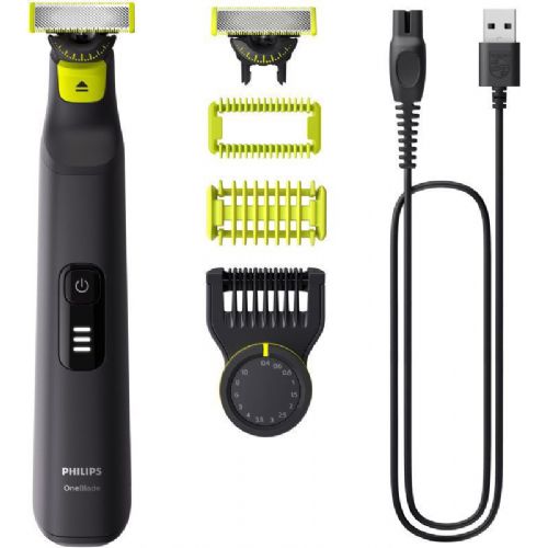 Moški urejevalnik Philips OneBlade Pro 360 vgrajena litij-ionska baterija, 360-stopinjsko rezilo, 90 min delovanja, mokro/suho britje, natančni glavnik 14 nastavitev