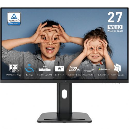 Monitor MSI PRO MP273QPDE E2 27" IPS WQHD 100 Hz 1 ms HDR DisplayPort HDMI ergonomski