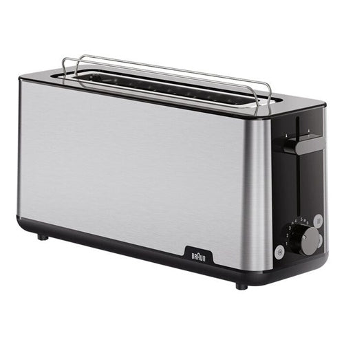 Toster Braun Long Slot Toaster PurShine HT 1610 BK (nerđajući čelik/crni, 1030 W, za 2 kriške tosta)
