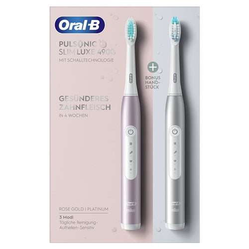 Oral-B električna zobna ščetka Pulsonic Slim Luxe 4900 z dvema ročajema, roza in srebrna