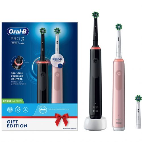 Električna zobna ščetka Oral-B Pro 3 3900 Duo *črna/roza*