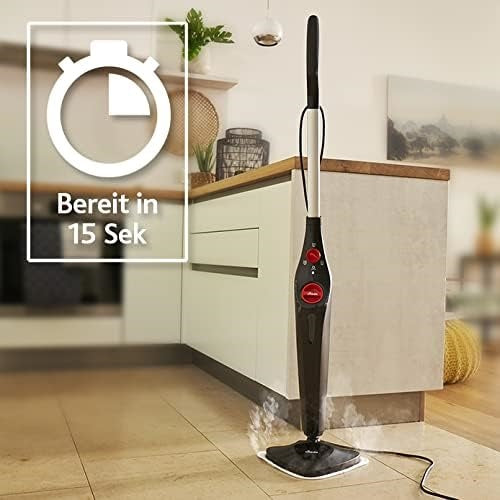 Parni čistilec Vileda Steam Plus + PowerPad, 1500 W, črna/rdeča