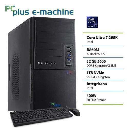 Namizni računalnik PCPLUS e-machine Core Ultra 7 265K 32GB 1TB SSD tipkovnica miška