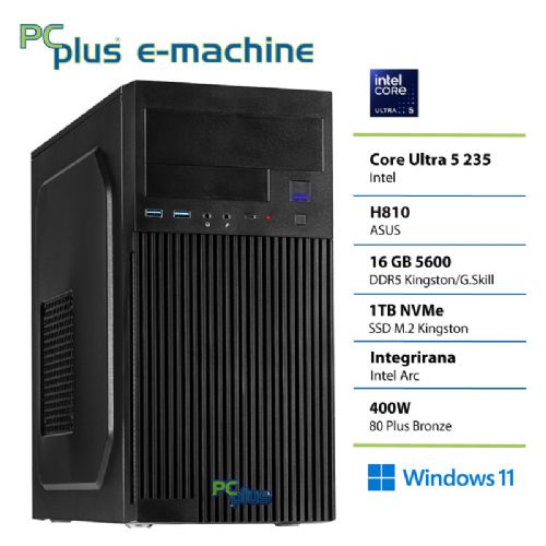 PCPLUS e-machine Core Ultra 5 235 16GB 1TB Windows 11 Pro stolno računalo