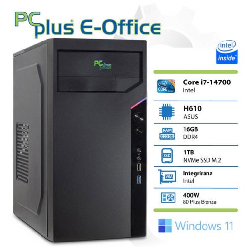 Računalo PCPLUS e-Office i7-14700 16GB 1TB NVMe SSD Windows 11 Home