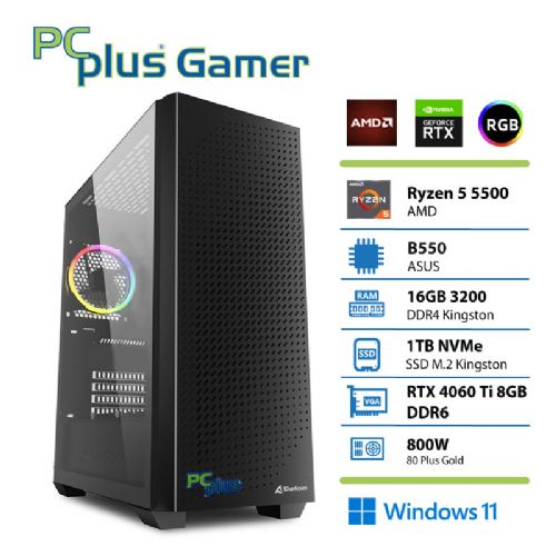 PCPLUS Gamer R5-5500/16GB/SSD 1TB NVMe/RTX 4060Ti/Win11Home + Xbox GP igraće stolno računalo