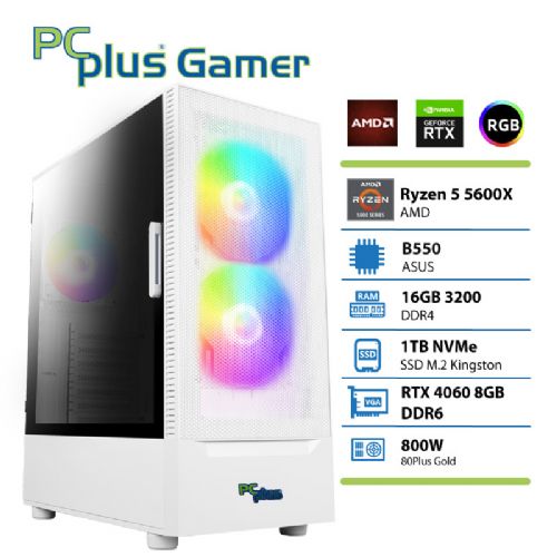 Računalnik PCPLUS Gamer Ryzen 5 5600X 16GB 1TB RTX 4060 8GB bel gaming namizni
