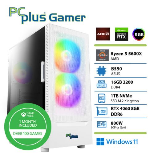 Računalnik PCPLUS Gamer Ryzen 5 5600X 16GB 1TB RTX 4060 8GB Windows 11 Home+ Xbox GP bel gaming namizni
