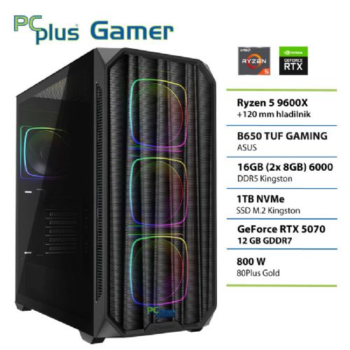 Računalnik PCPLUS Gamer Ryzen 5 9600X 16GB 1TB SSD RTX 5070 12GB gaming namizni