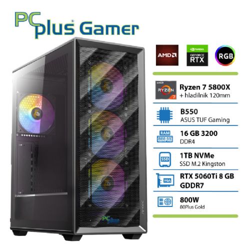 Računalnik PCPLUS Gamer Ryzen 7 5800X 16GB 1TB SSD RTX 5060Ti 8GB gaming