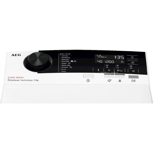 Pralni stroj AEG LTR7E273E, 7 kg, zgoraj polnjenje, inverter, para, 39,7 x 90,3 x 59,9 cm
