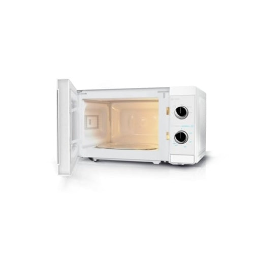 Prostostoječa mikrovalovna pečica Sharp YC-MS01E-C, 20 l, 800 W, odtajanje, mehanski upravljalniki, bela
