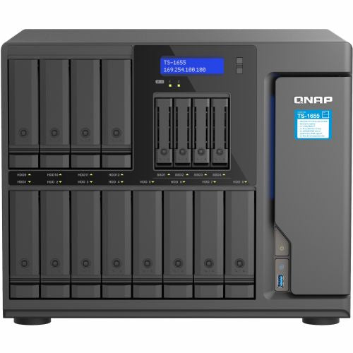 NAS sistemi Qnap TS-1655-8G, 16 ležišč, 8-jedrni Intel Atom 2,8 GHz, 8 GB DDR4 ECC, 2x 2,5GbE, podpora za SSD/M.2