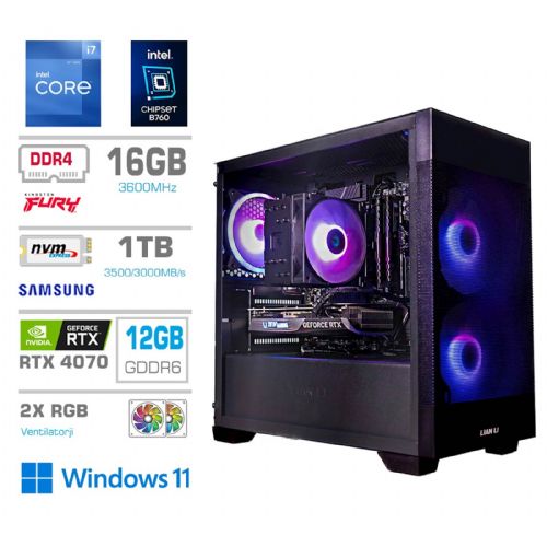 Osebni računalnik PCX Exton i7-12700F/16GB/SSD 1TB NVMe/RTX4070/Win11Home PCX-GS7X-616177