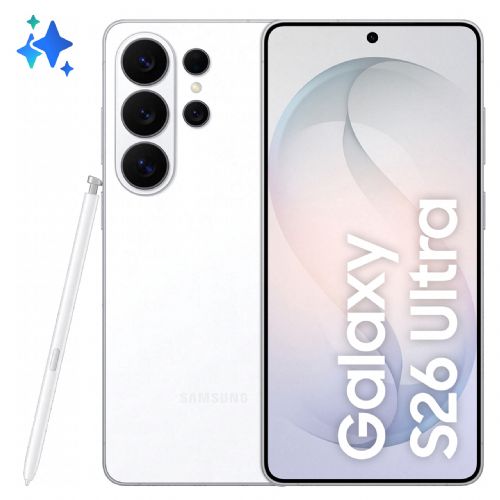 Pametni telefon Samsung Galaxy S26 Ultra 256 GB bel, 17,5 cm (6,9") Dynamic AMOLED 2X, Snapdragon 8 Elite Gen 5, 200 MP štiri kamere, Android 16, IP68