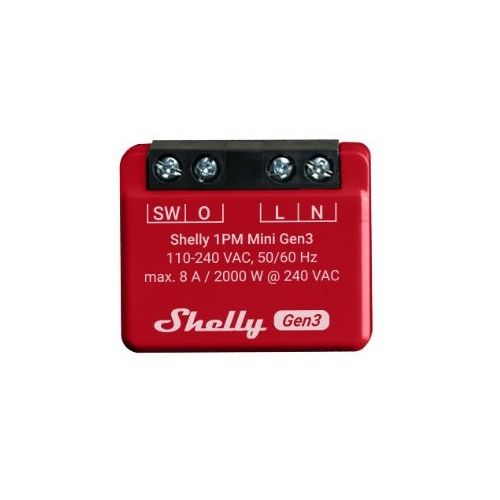 Kanalni podometni Shelly rele 1PM Mini Gen. 3&quot; WLAN BT merilna funkcija max 8A 1