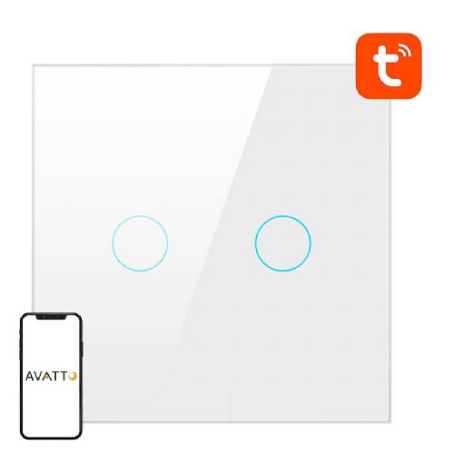 Pametno stikalo za luči WiFi Avatto TS02-EU-W2 2 Way TUYA (belo)