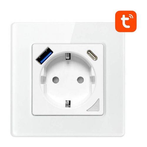 Pametna WiFi stenska vtičnica Avatto N-WOT10-USB-W TUYA USB USB-C (bela)