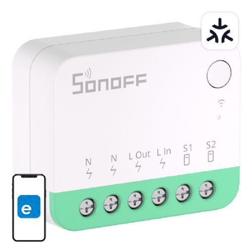 Pametno mini WiFi stikalo Sonoff MINIR4M Matter (HomeKit, SmartThings, Domači asistent).