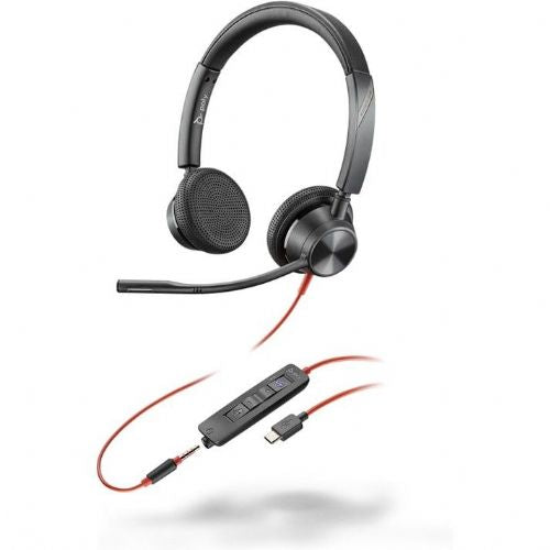 Stereo slušalke HP Poly Blackwire 3325M USB-C + 3,5 mm vtičnica + adapter USB-C/A, MS, črna