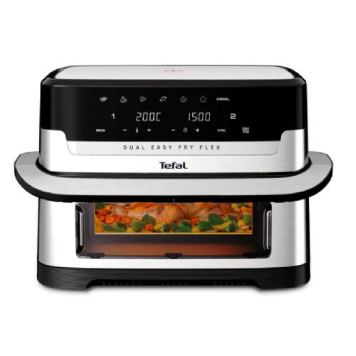 Cvrtnik na vroč zrak Tefal Dual Flex EY922DE0, 9 L, 2700 W, digitalni zaslon, črno-siv