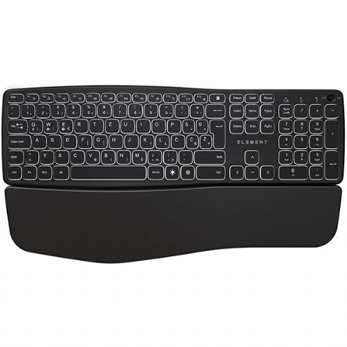 Tipkovnica ELEMENT ERGO S brezžična + Bluetooth / osvetljena / nizkoprofilna / ponovno polnljiva (črna)