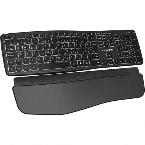 Tipkovnica ELEMENT ERGO S brezžična + Bluetooth / osvetljena / nizkoprofilna / ponovno polnljiva (črna)