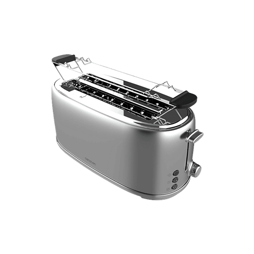 Toaster Cecotec Toast&amp;Taste 1600 Retro Double Inox Long Slot  (nerjaveče jeklo, 1630 W, za 4 rezine toasta)