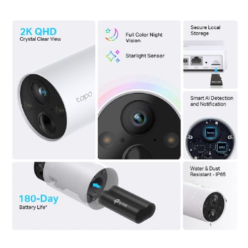 TP-LINK Tapo C420S2 4MP 2K QHD 3,18mm dnevna/nočna WiFi črno/bela brezžična zunanja nadzorna kamera 2 kom