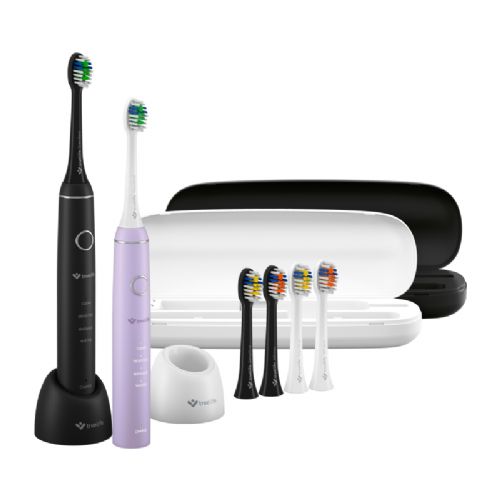 Električna zobna ščetka TrueLife SonicBrush Compact Duo Black / Lavender, 70.000 gibov/min, 4 načini, 30 dni baterije