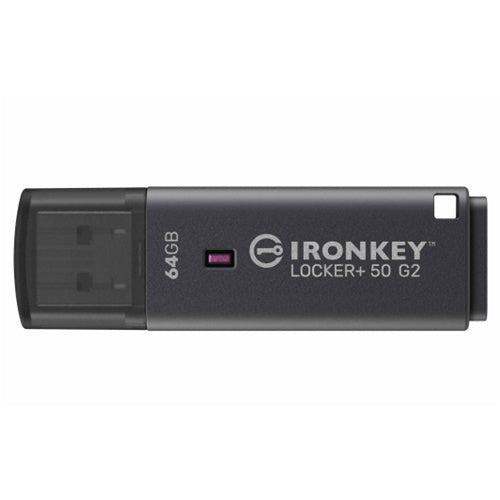 USB 256GB Kingston IronKey Locker+ 50 G2, USB-A 3.2 Gen 1, zaščita z geslom, 256-bitno AES šifriranje, hitrost branja do 145 MB/s, FIPS 197 certifikat, antracit