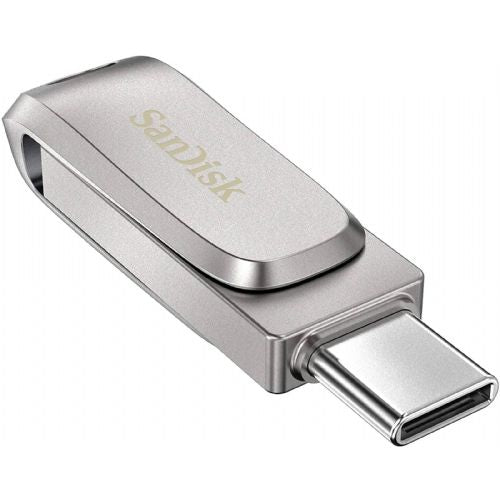 USB C & USB DISK SanDisk 256GB Ultra Dual LUXE, 3.1, srebrn, kovinski, branje do 150MB/s (SDDDC4-256G-G46)