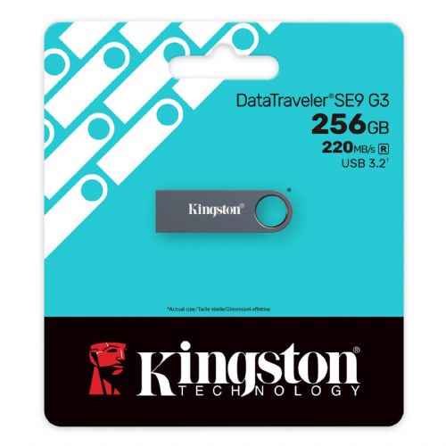 USB disk Kingston 256GB DT SE9 G3, 3.2, 220/100MB/s, kovinski, nikelj barva KE-U2X256-1AC